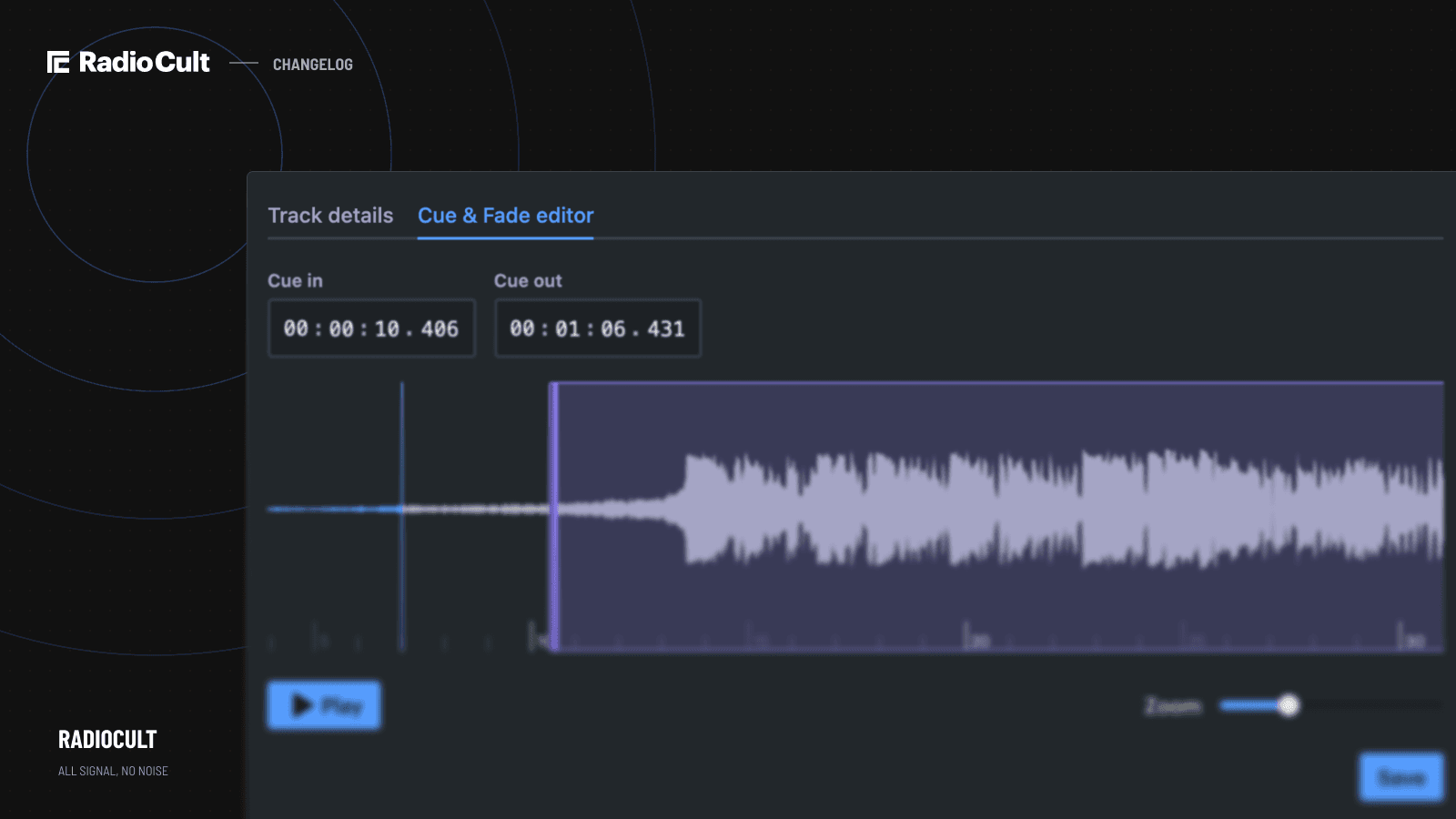 Track waveforms & cue editor