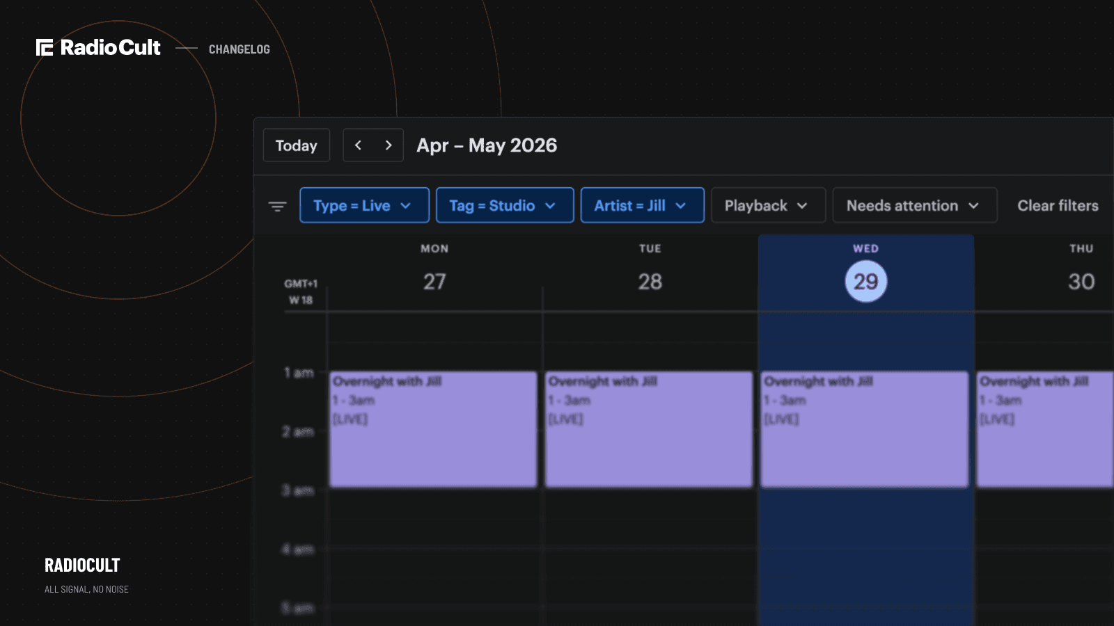 Schedule filters