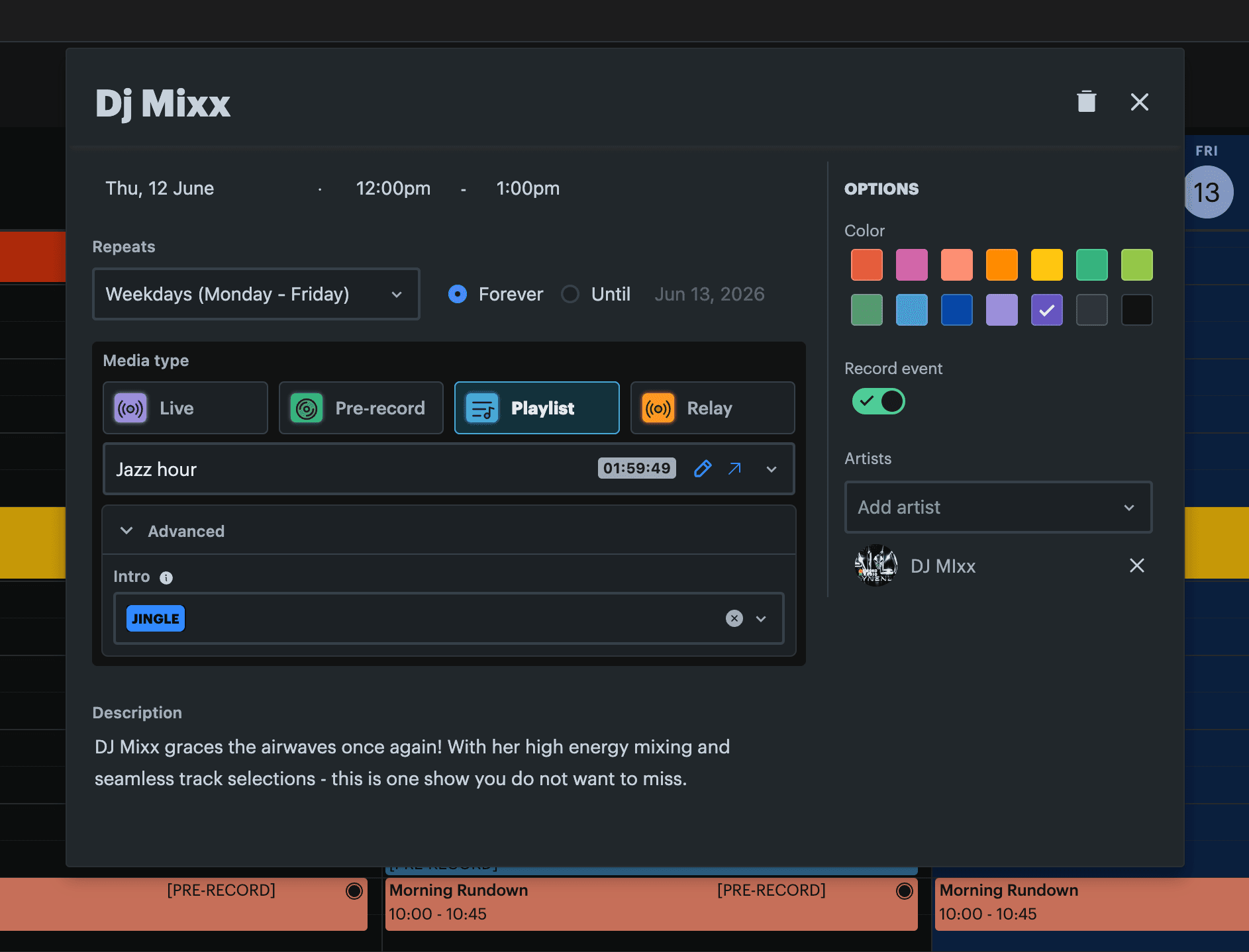 Calendar event screenshot