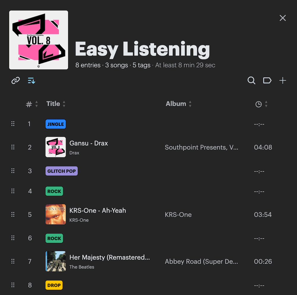 Playlists screenshot