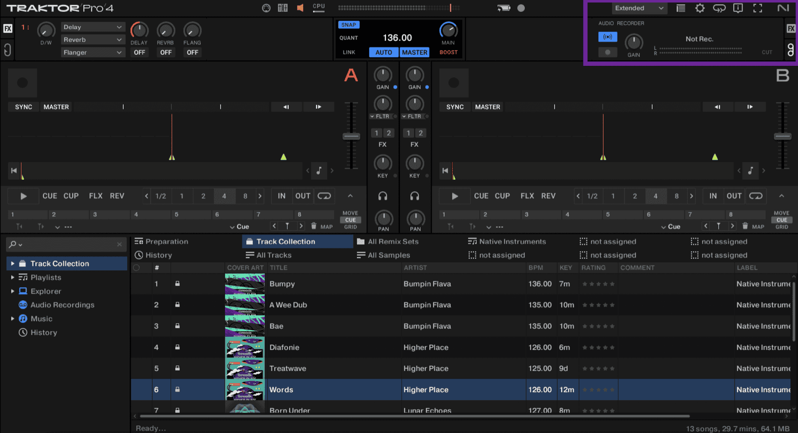 The Audio Recorder section in Traktor, where you start broadcasting