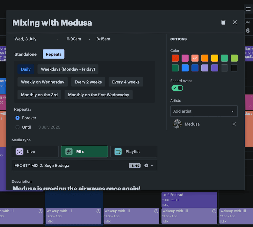 Calendar event screenshot