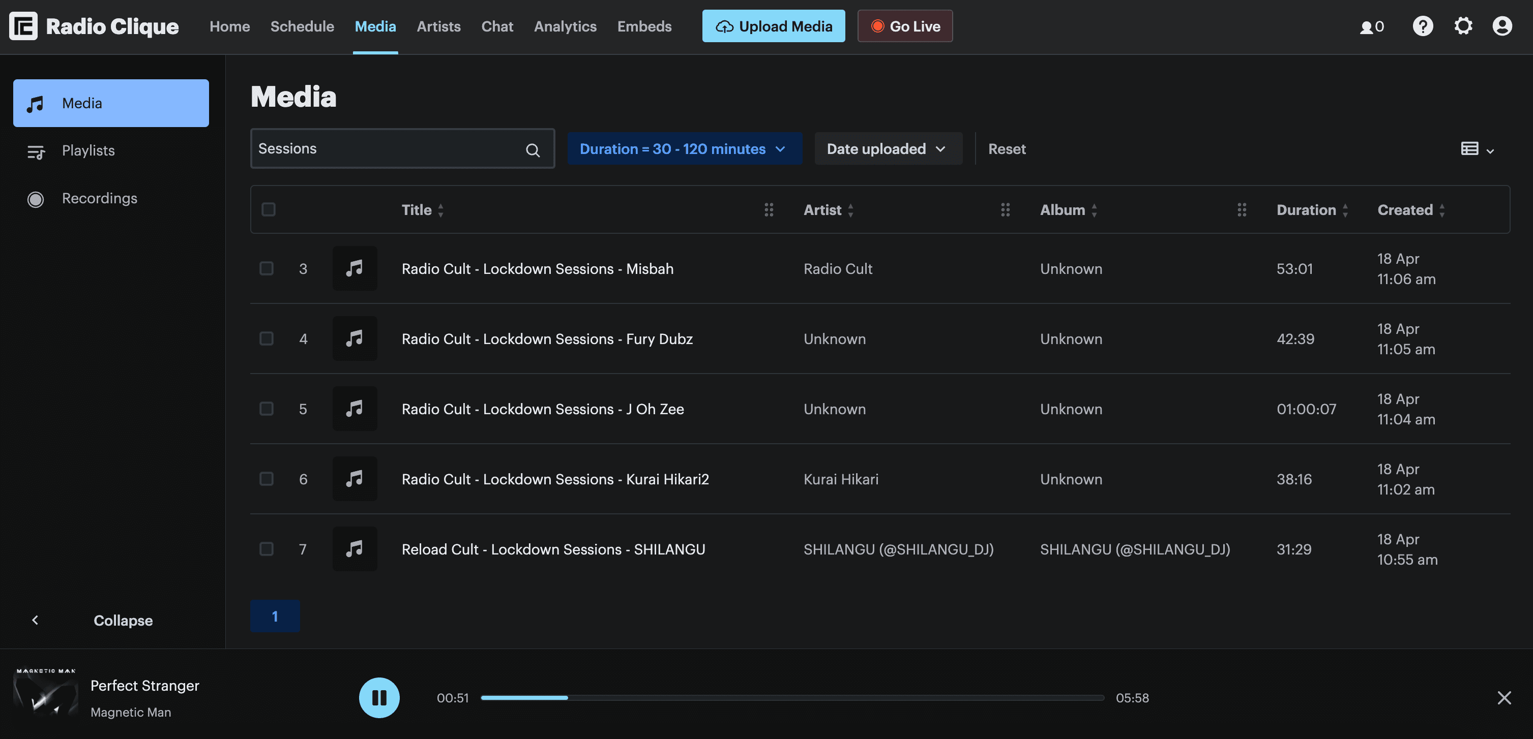 Media page screenshot