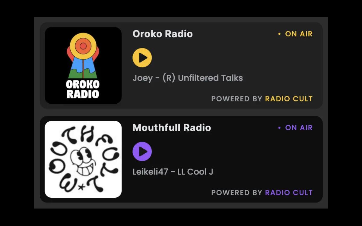Create your own radio station Radio Cult