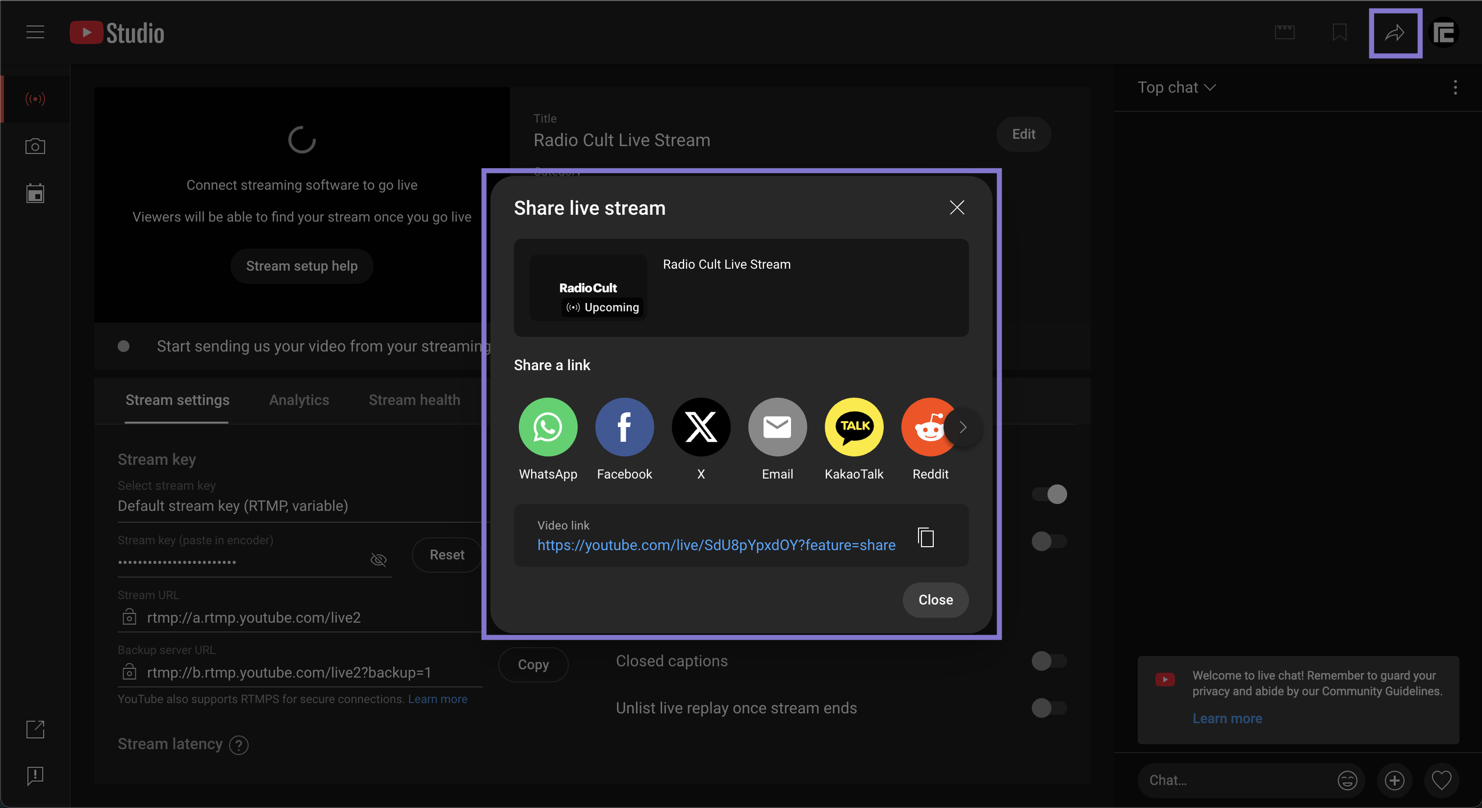 Sharing live stream